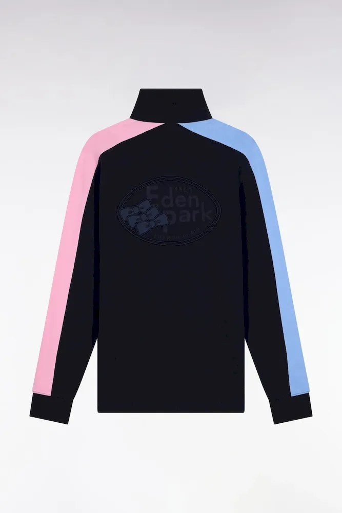 Polo à Manches Longues Marine à Découpes Manches Tricolores