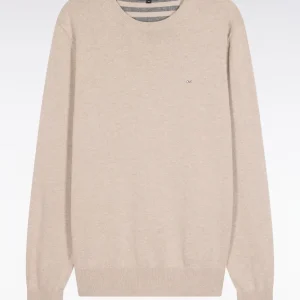 Alternative view of Pull col rond en laine et coton beige