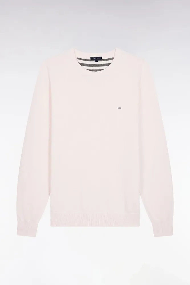 Pull Col Rond En Laine Et Coton écru
