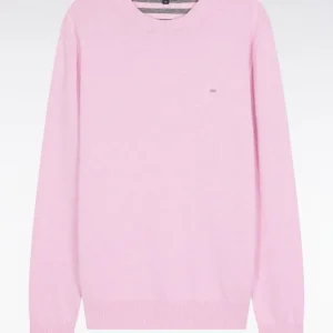 Alternative view of Pull col rond en laine et coton rose