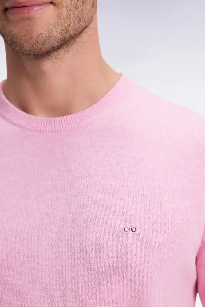 Pull col rond en laine et coton rose – Bild 4