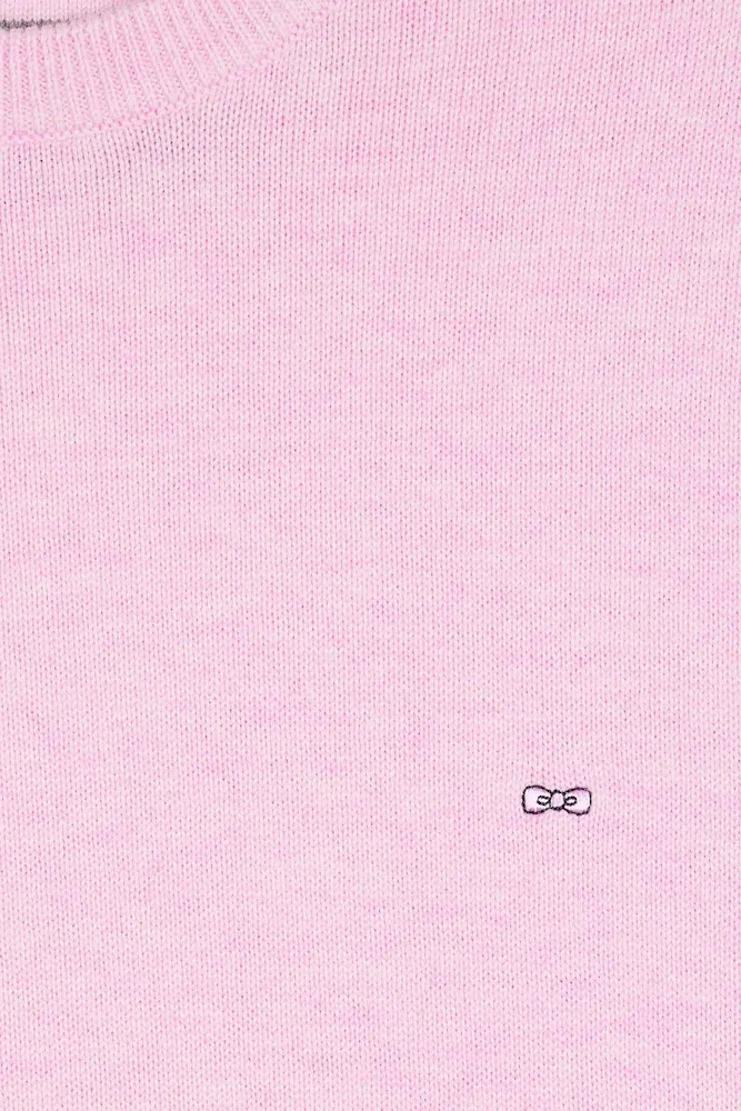 Pull col rond en laine et coton rose – Bild 6