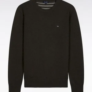 Alternative view of Pull col rond en laine et coton vert bouteille