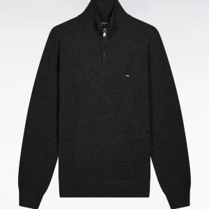 Alternative view of Pull col camionneur en laine et coton gris foncé