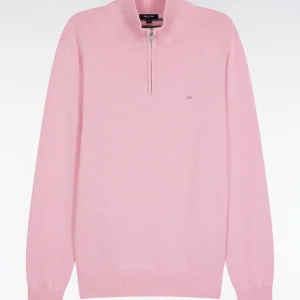 Alternative view of Pull col camionneur en laine et coton rose