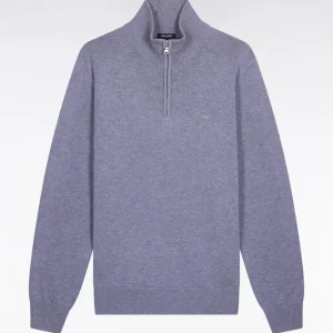 Alternative view of Pull col camionneur en laine et coton bleu gris