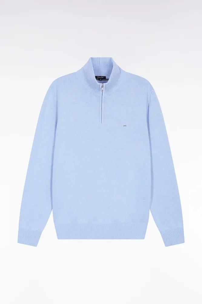 Pull Col Camionneur En Laine Et Coton Ciel