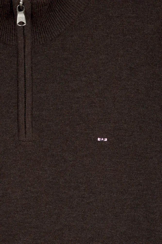 Pull col camionneur en laine et coton marron – Bild 6