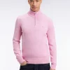 Pull col camionneur en laine et coton rose
