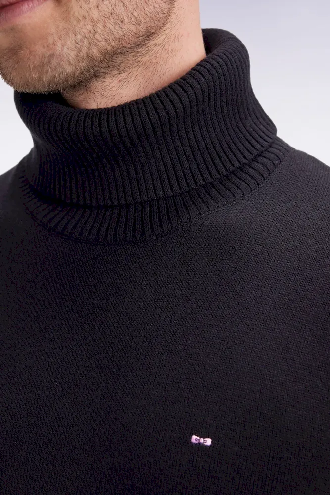 Pull col roulé en laine et coton noir – Bild 4