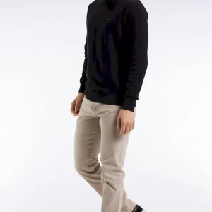 Pull col rond en coton nid d'abeille noir