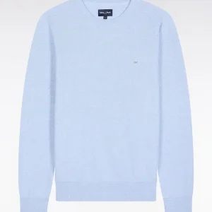 Alternative view of Pull col rond en coton nid d'abeille ciel