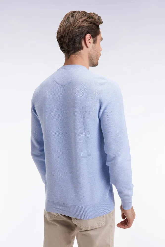 Pull col rond en coton nid d'abeille ciel – Bild 5