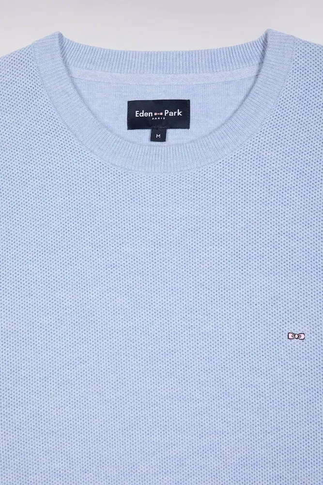 Pull col rond en coton nid d'abeille ciel – Bild 6