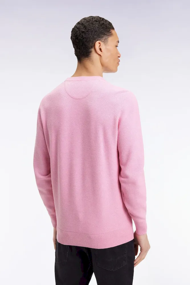 Pull col rond en coton nid d'abeille rose – Bild 5