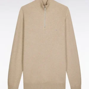 Alternative view of Pull col camionneur en coton nid d'abeille beige