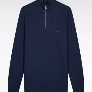 Alternative view of Pull col camionneur en coton nid d'abeille marine