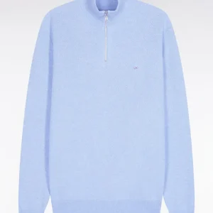 Alternative view of Pull col camionneur en coton nid d'abeille ciel