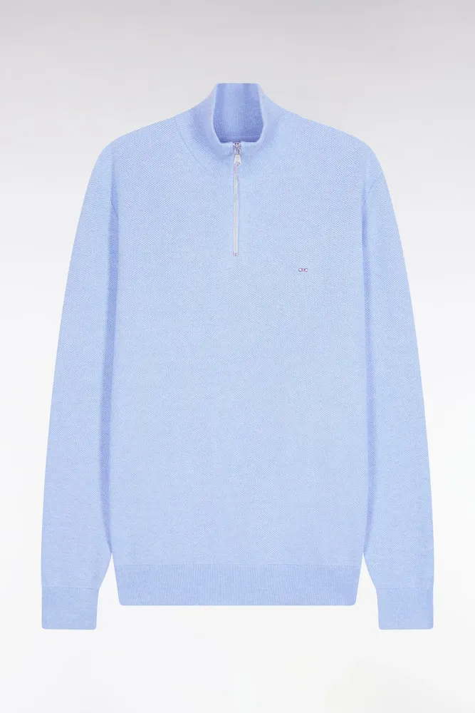 Pull Col Camionneur En Coton Nid D'abeille Ciel