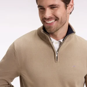 Pull col camionneur en coton épais beige