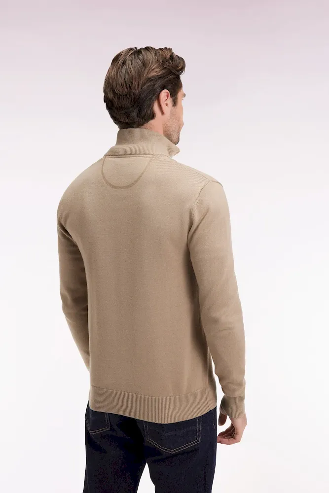Pull col camionneur en coton épais beige – Bild 5