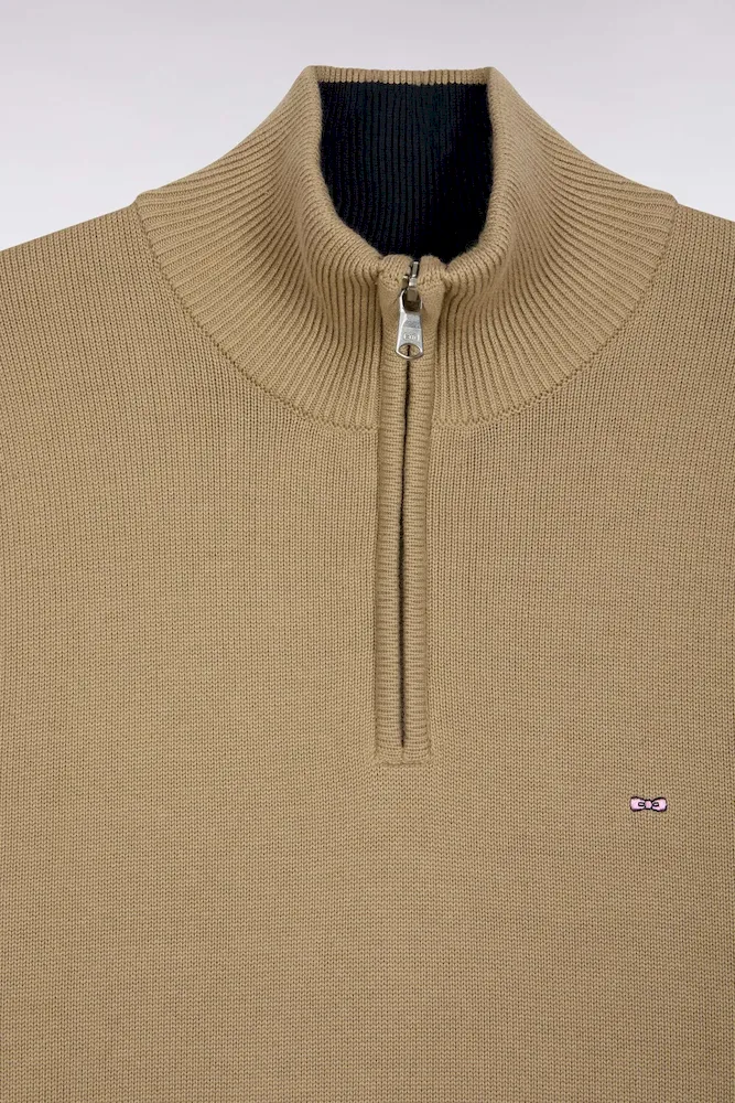 Pull col camionneur en coton épais beige – Bild 6