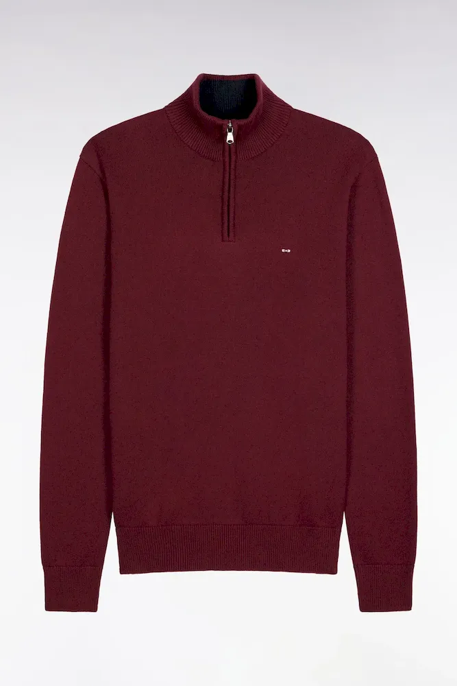 Pull Col Camionneur En Coton épais Bordeaux