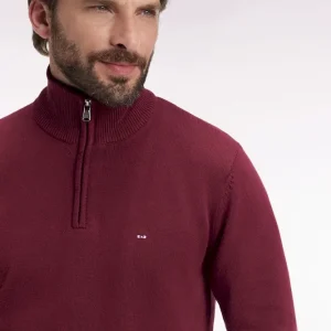 Pull col camionneur en coton épais bordeaux