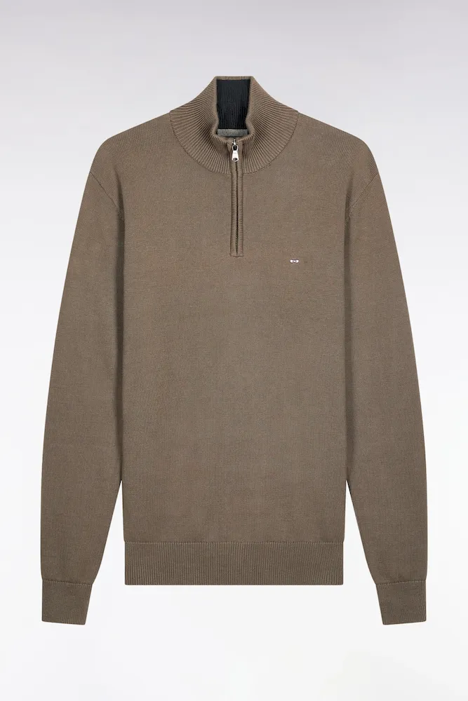 Pull Col Camionneur En Coton épais Kaki