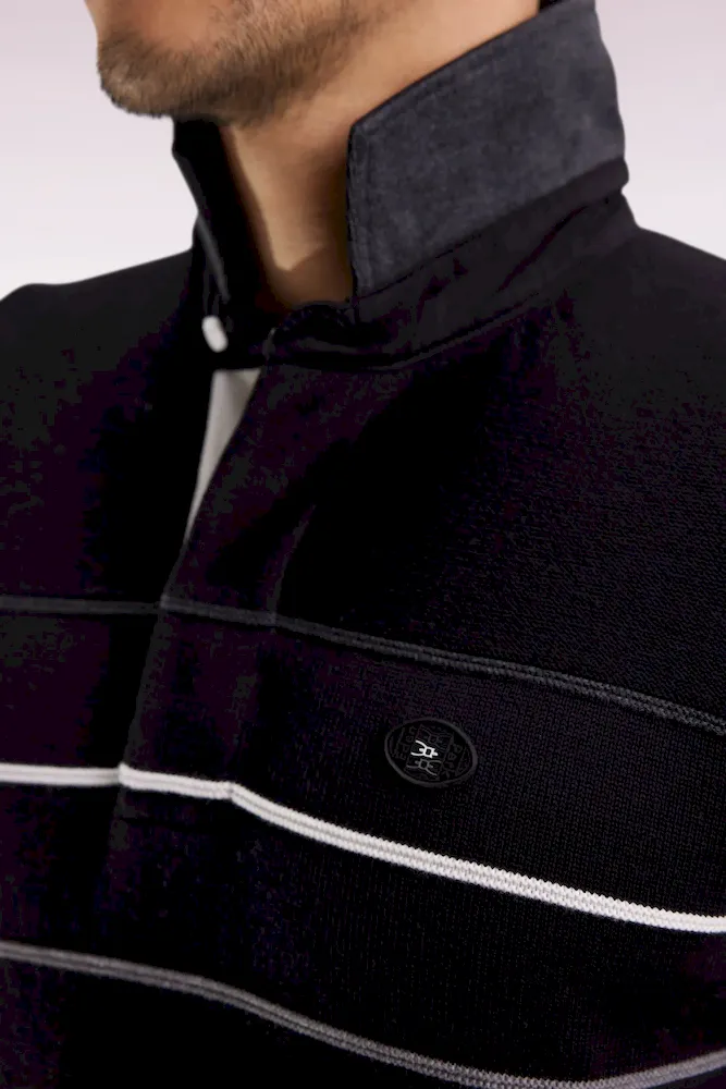 Pull col maillot en coton noir dos brodé – Bild 4