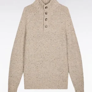 Alternative view of Pull col montant en laine vierge mélangée beige