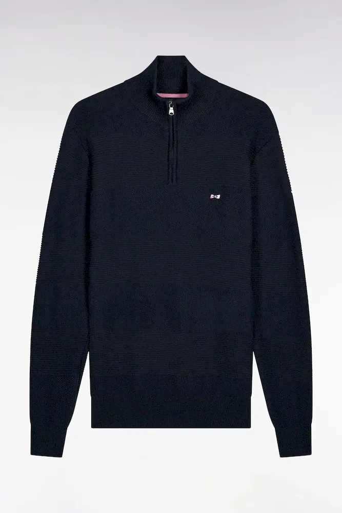 Pull Col Camionneur En Coton Marine Effet De Rayure