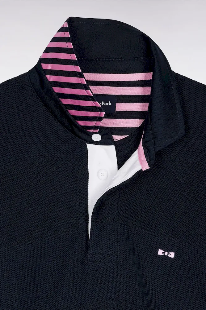 Pull col maillot en coton marine à effet de rayure – Bild 6