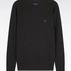 Alternative view of Pull col rond en coton nid d'abeille gris foncé