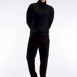 Pull col roulé en laine mérinos noir
