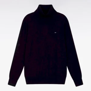 Alternative view of Pull col roulé en laine mérinos marine