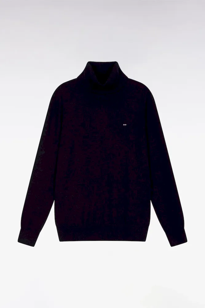 Pull Col Roulé En Laine Mérinos Marine
