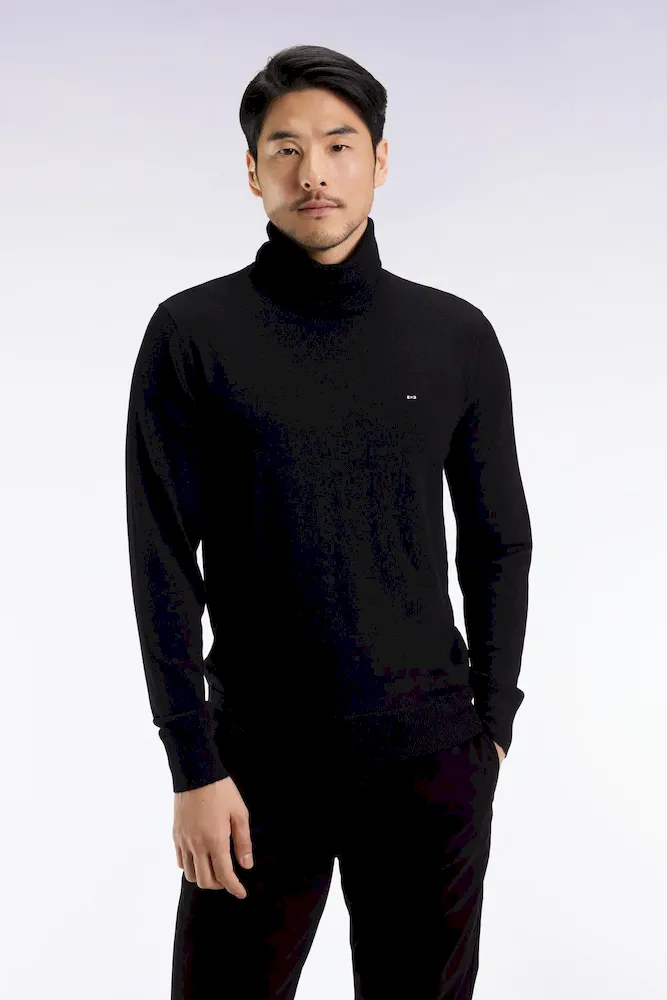 Pull col roulé en laine mérinos noir – Bild 3
