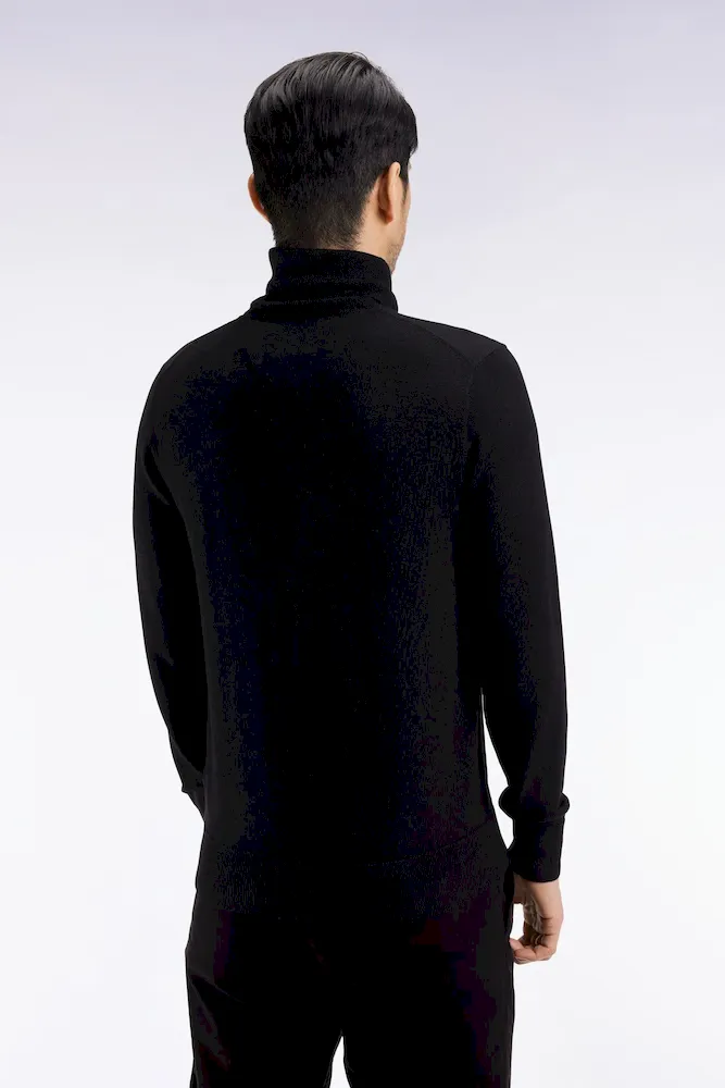 Pull col roulé en laine mérinos noir – Bild 5