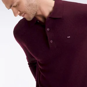 Pull col maillot en laine mérinos bordeaux