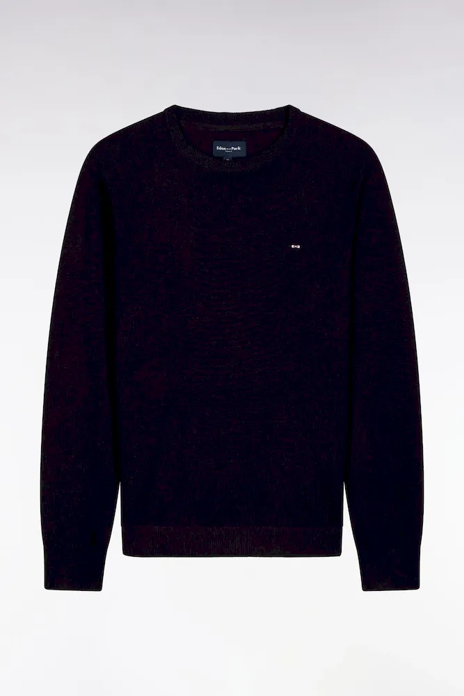 Pull Col Rond En Laine Mérinos Marine