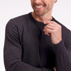 Pull col rond en laine mérinos gris foncé