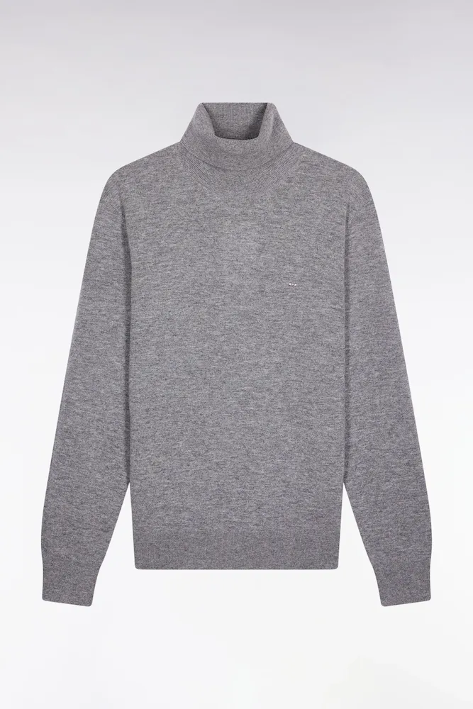 Pull Col Roulé En Laine Vierge Et Cachemire Gris