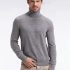 Pull col roulé en laine vierge et cachemire gris