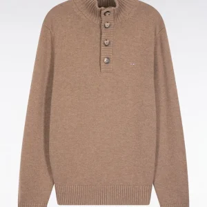 Alternative view of Pull col montant épais en laine et coton marron
