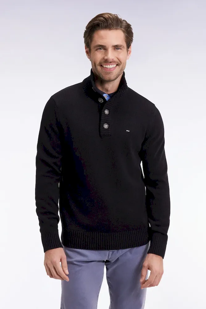 Pull col montant épais en laine et coton noir – Bild 3