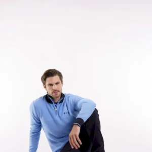 Pull col camionneur en coton ciel à nœud papillon