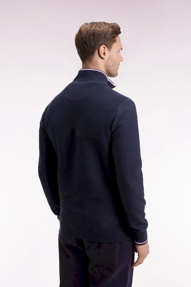 Pull col camionneur en coton marine à nœud papillon – Bild 5