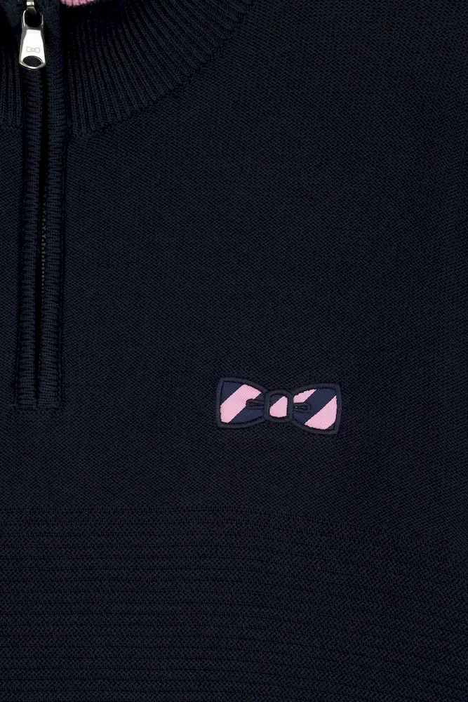 Pull col camionneur en coton marine à nœud papillon – Bild 6