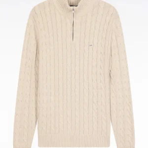 Alternative view of Pull col camionneur en coton torsadé beige